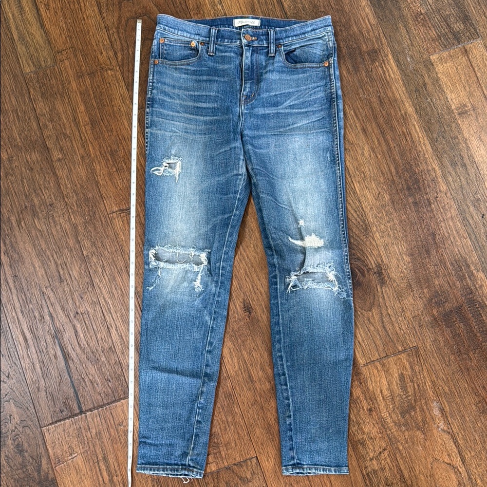 Madewell Blue Skinny Jeans with Distressed Details